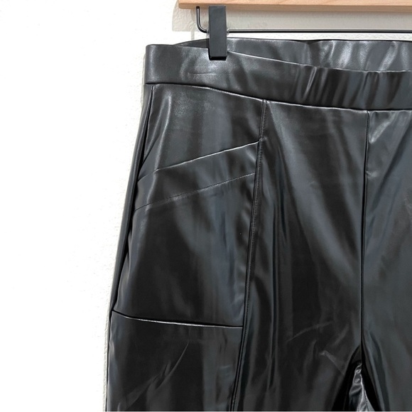 H by Halston Elastic Waist Seamed PO Faux Leather Pants Size L - Picture 3 of 8